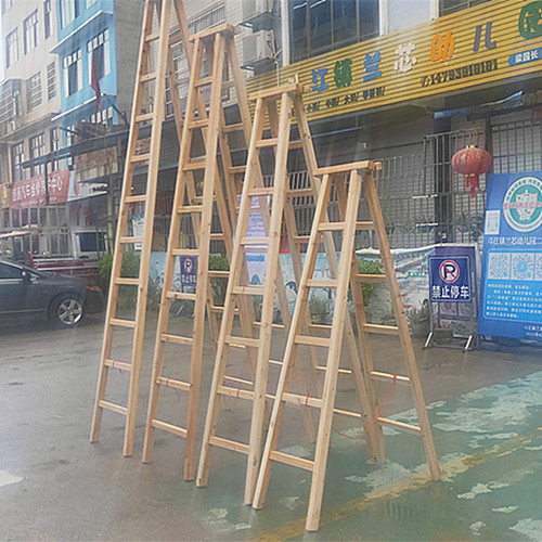 Wooden ladder double-sided ladder thickening wooden ladder solid wood climbing herringbone ladder engineering water and electricity household stairs