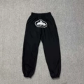 Trousers black printed white