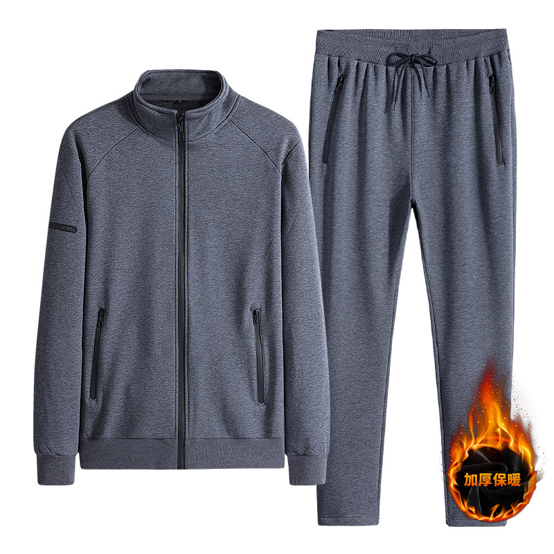 Algodón transfronterizo ocio calentamiento conjunto hombre de mediana edad otoño y invierno acolchado sudadera con capuzas grandes
