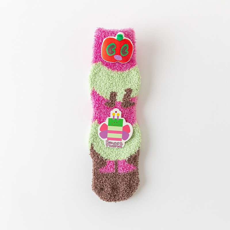 Calcetines de Piso de Caña Media para Mujer de Terciopelo de Coral Antideslizantes y Térmicos para Invierno