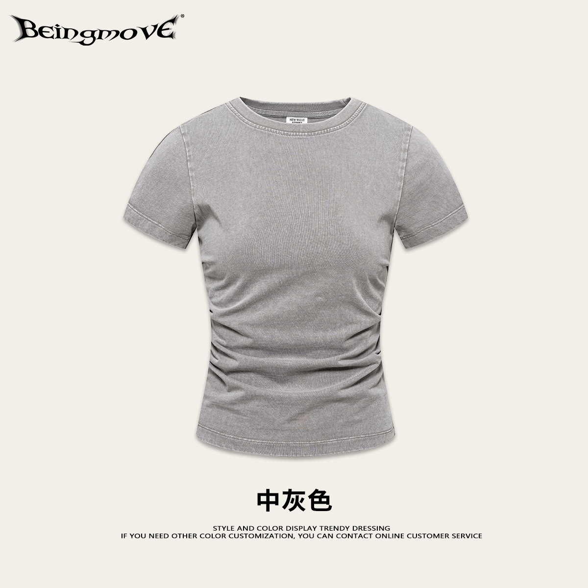 2025 verano retro americano inns delgado corto blusa apertada sexy girly cintura doblada camiseta de cuello redondo mujer