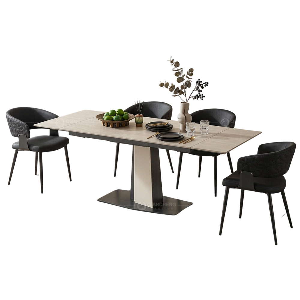 Mesa de Comedor Extensible de Piedra Sinterizada y Hierro, Ajustable, para Comedor image 6