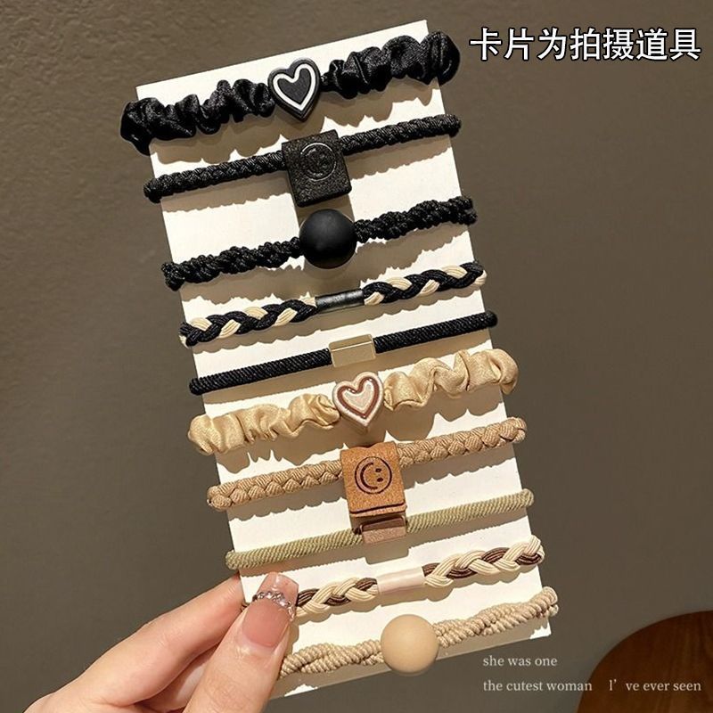 conjunto mixto de alta elasticidad, cabello de cabello duradero, temperamento simple, cabello de cabello de cola de caballo alto, sensación de alto nivel, nuevo anillo de cabello