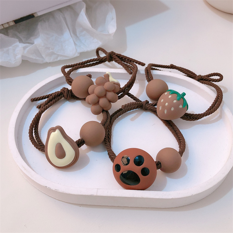 Ins frutas de fresa cuerda de cabeza mujer adorable cabello de correa de goma anillo de cabello de alta elasticidad cuerda de cabello duradera tocado