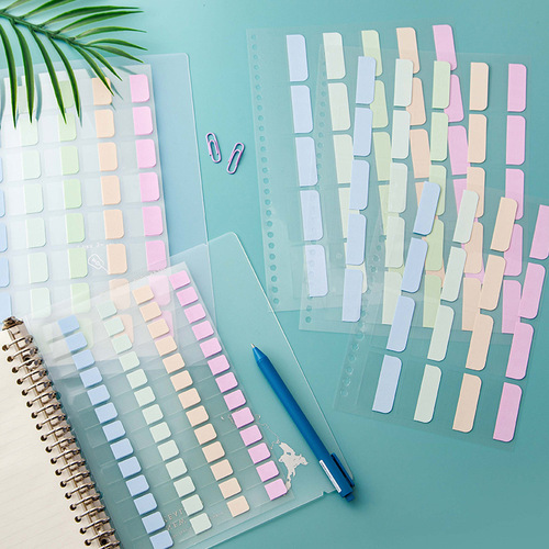 Stapled Index Tabs Bulk Cultural Bookmark Stickers Strong Adhesive Note Pad Set Office Supplies Colored Fluorescent Tabs