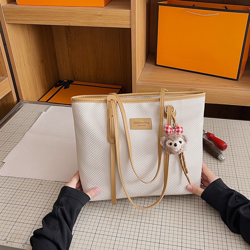 Large-capacity commuter bag tote bag diy hand-woven bag homemade material bag hand-stitched food basket bag