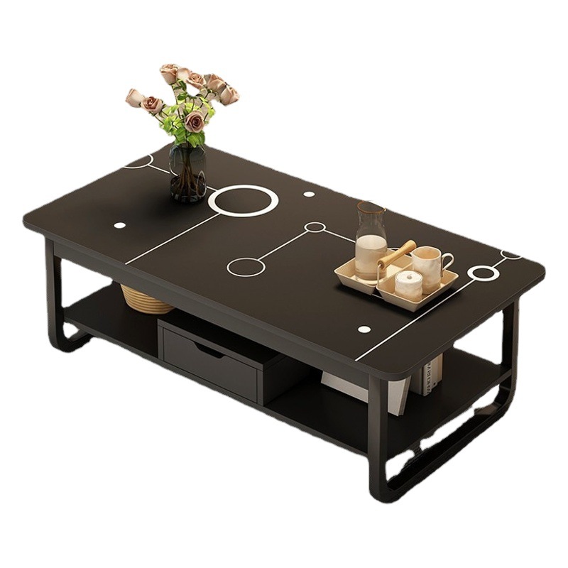 Mesa de café moderna mesa simple mesa de té pequeña sala de estar sala de alquiler de la casa sofá lateral varios luz Balcón de lujo neto mesa de té negro