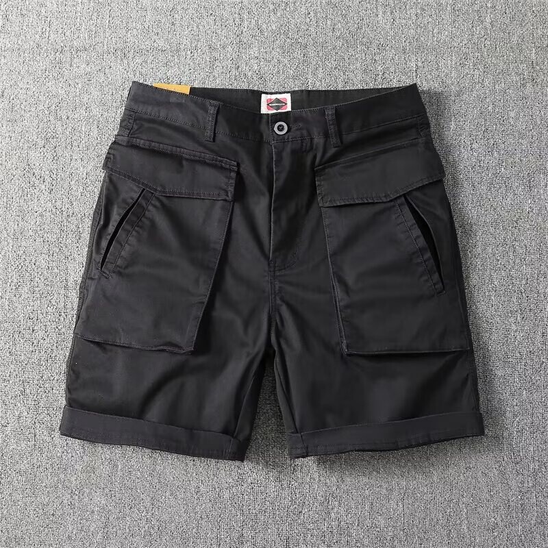 Summer American-Style Multi-Pocket Stretch Cargo Shorts for Men, Trendy Brand, Shawn Yue Style, Loose Casual Five-Point Shorts
