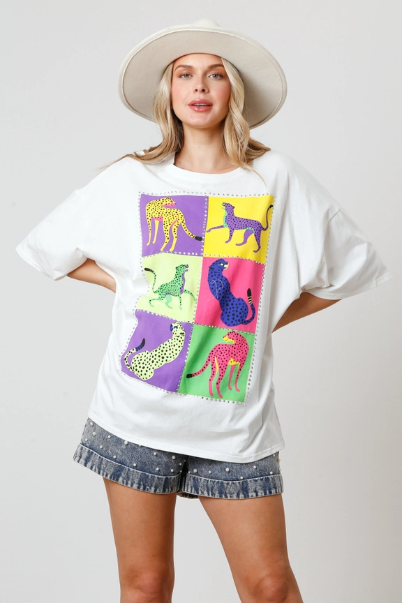 Women's T-shirt Short Sleeve T-Shirts Printing Diamond Simple Style Cartoon Jaguar Shoe display picture 15