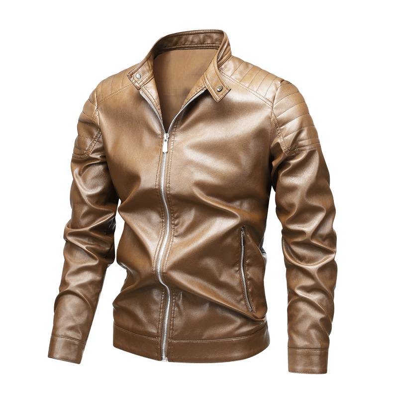 Chaqueta de cuero de hombre transfronteriza primavera y otoño nueva chaqueta coreana delgada chaqueta de motocicleta de hombre de cuello grande chaqueta pu para hombre