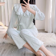 【海岛绒斜襟山茶】秋冬新款双面海岛绒睡衣女可爱加绒加厚家居服