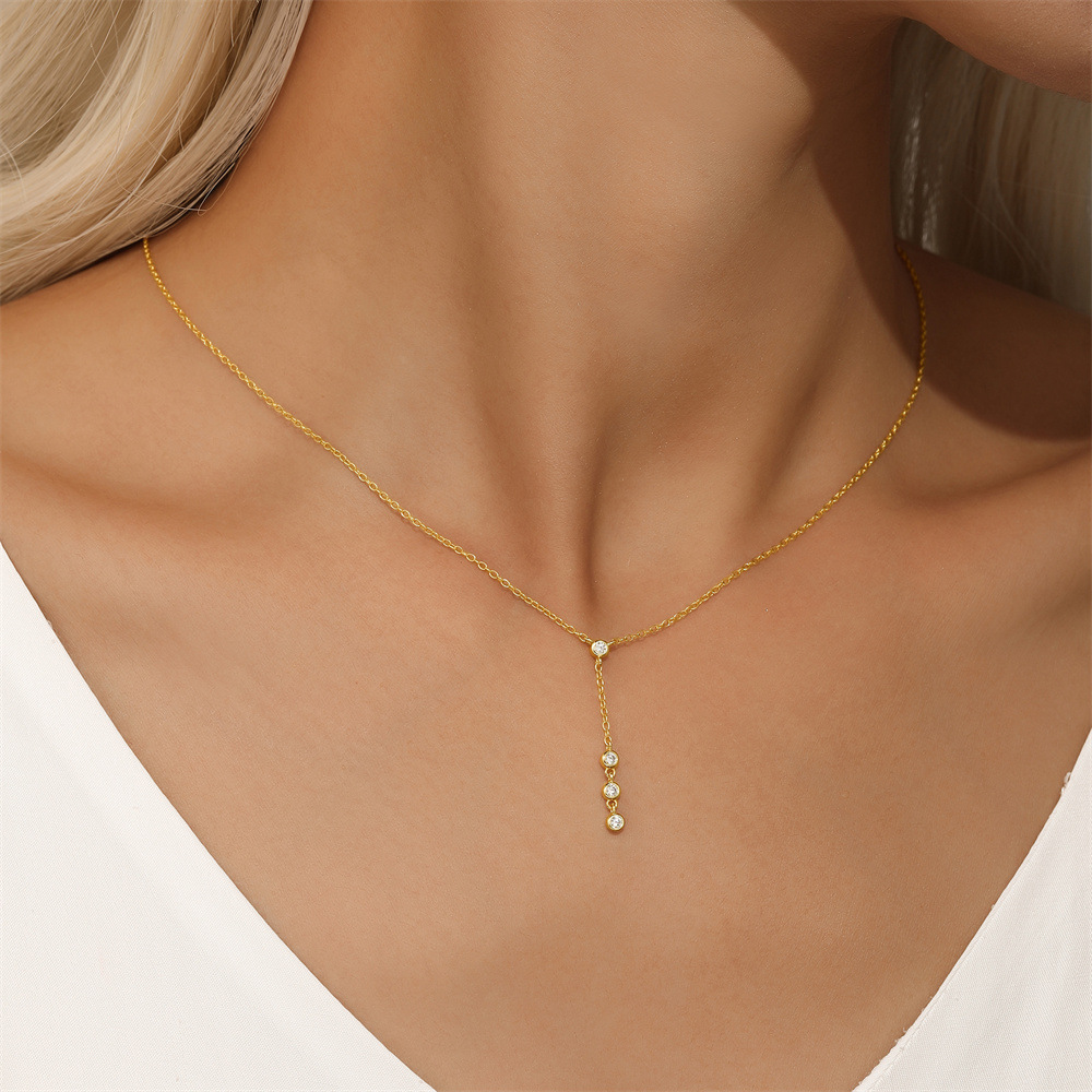 Zircon Inlay Material Pendant Necklace Classification 925 Sterling Silver Zircon Inlay Geometric Pendant Necklace
