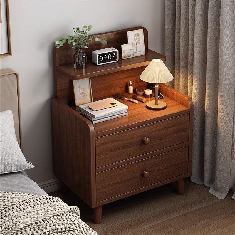 Factory Direct Sales Light Luxury Simple Nordic Multifunctional Home Bedroom Bedside Storage Rack Simple Solid Wood Bedside Table