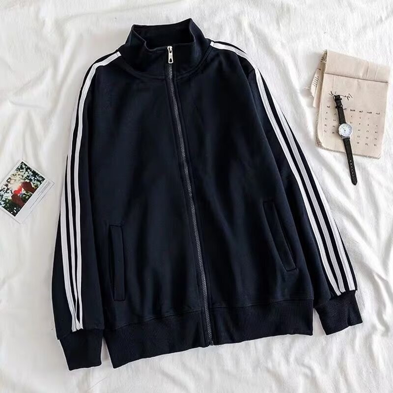 Sports Jacket, Stand-Up Collar Sweatshirt, Korean Style Cardigan, Black Casual Loose Baseball Top, Cross-Border Jacket, New Style for Men Sports Jacket, Stand-Up Collar Sweatshirt, Korean Style Cardigan, Black Casual Loose Baseball Top, Cross-Border Jacket, New Style for Men