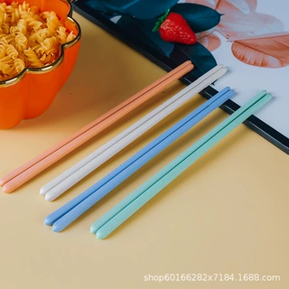 小麦秸秆彩色筷子家用分餐筷防滑耐高温一人一筷家庭塑料筷子批发