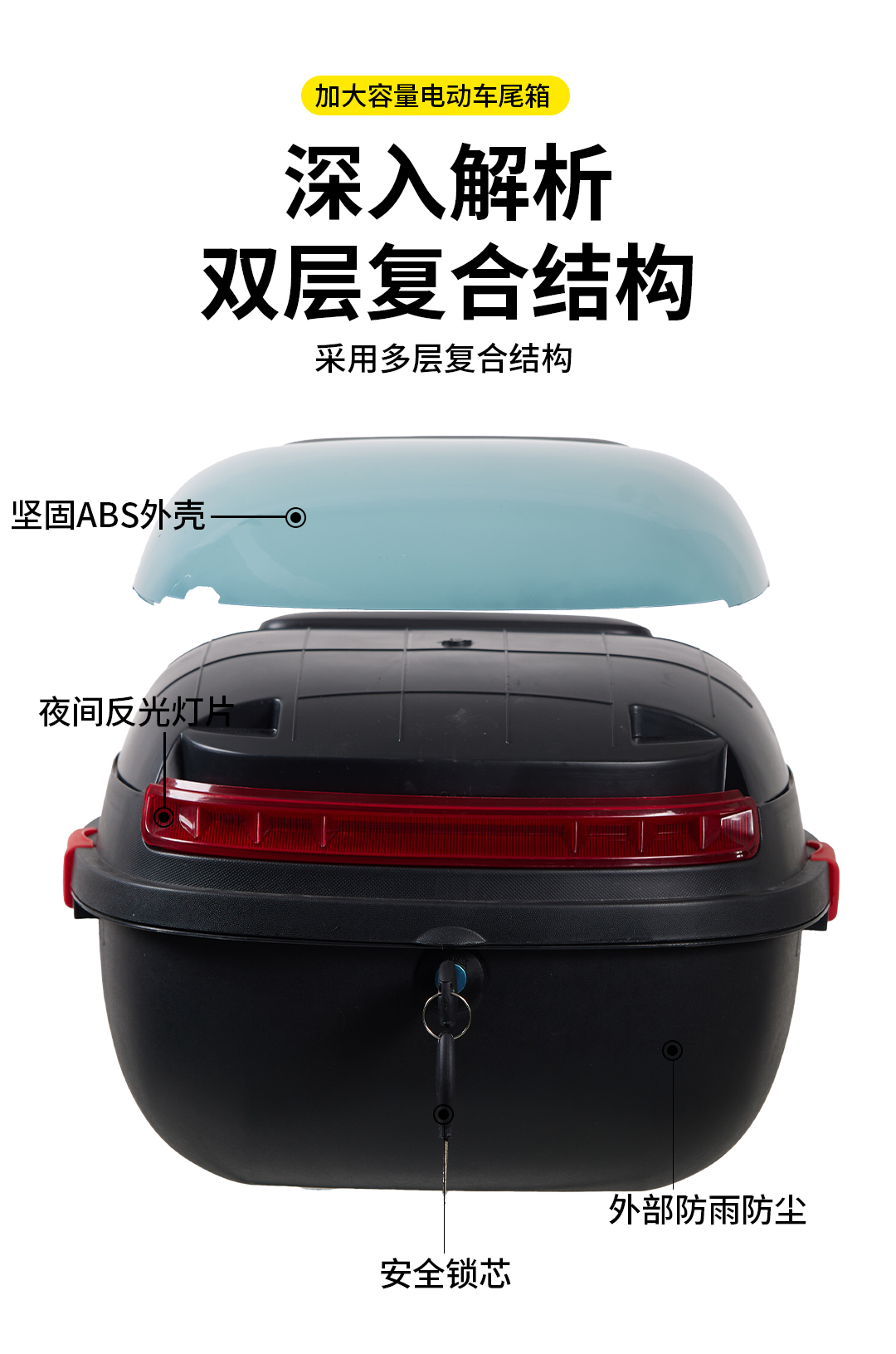 Universal electric vehicle trunk, electric scooter tail box, scooter storage box, toolbox, thickened expansion bracket