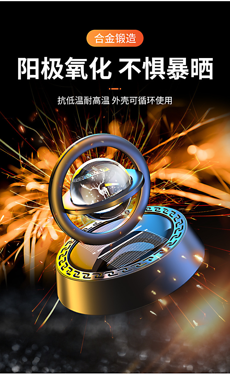 Car Aromatherapy Solar Rotary Transport Perfume Aluminum Alloy Interstellar Suspension Car Perfume Ornaments Car Aromatherapy