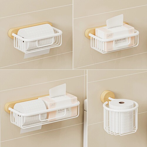 New wood white bathroom toilet paper box beech wood toilet paper holder tissue box face towel solid wood tissue basket