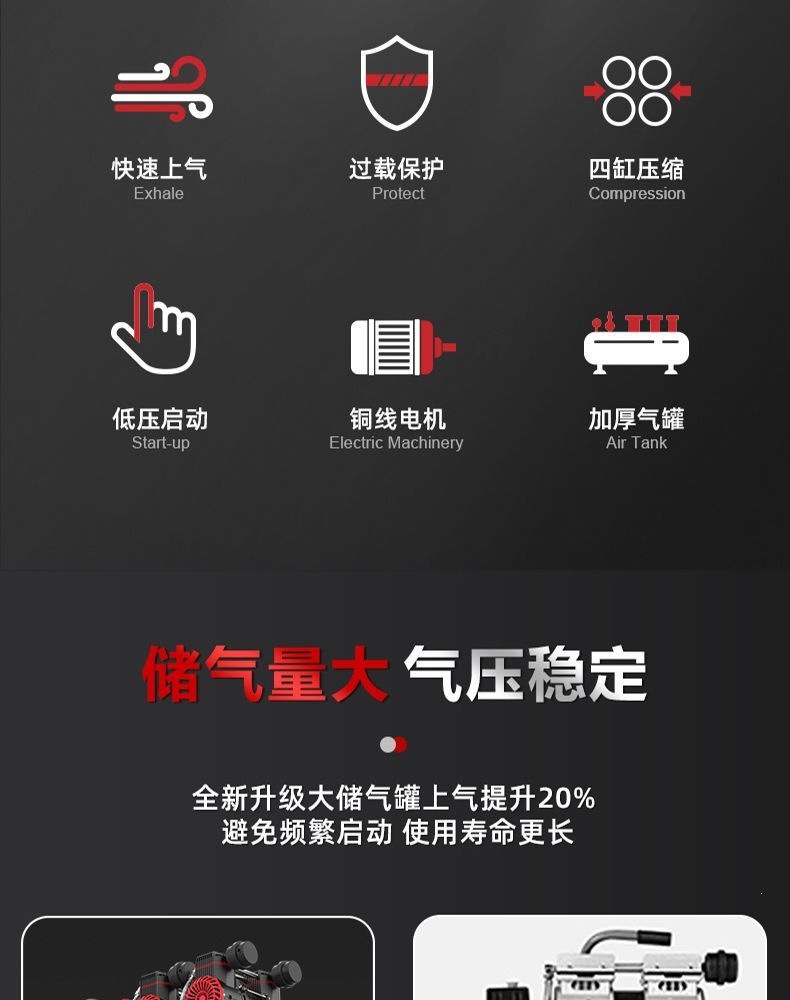 New Model Air Pump Air Compressor Oil-Free Silent Inflator High-Pressure Air Pump for Woodworking, Auto Repair, and Painting