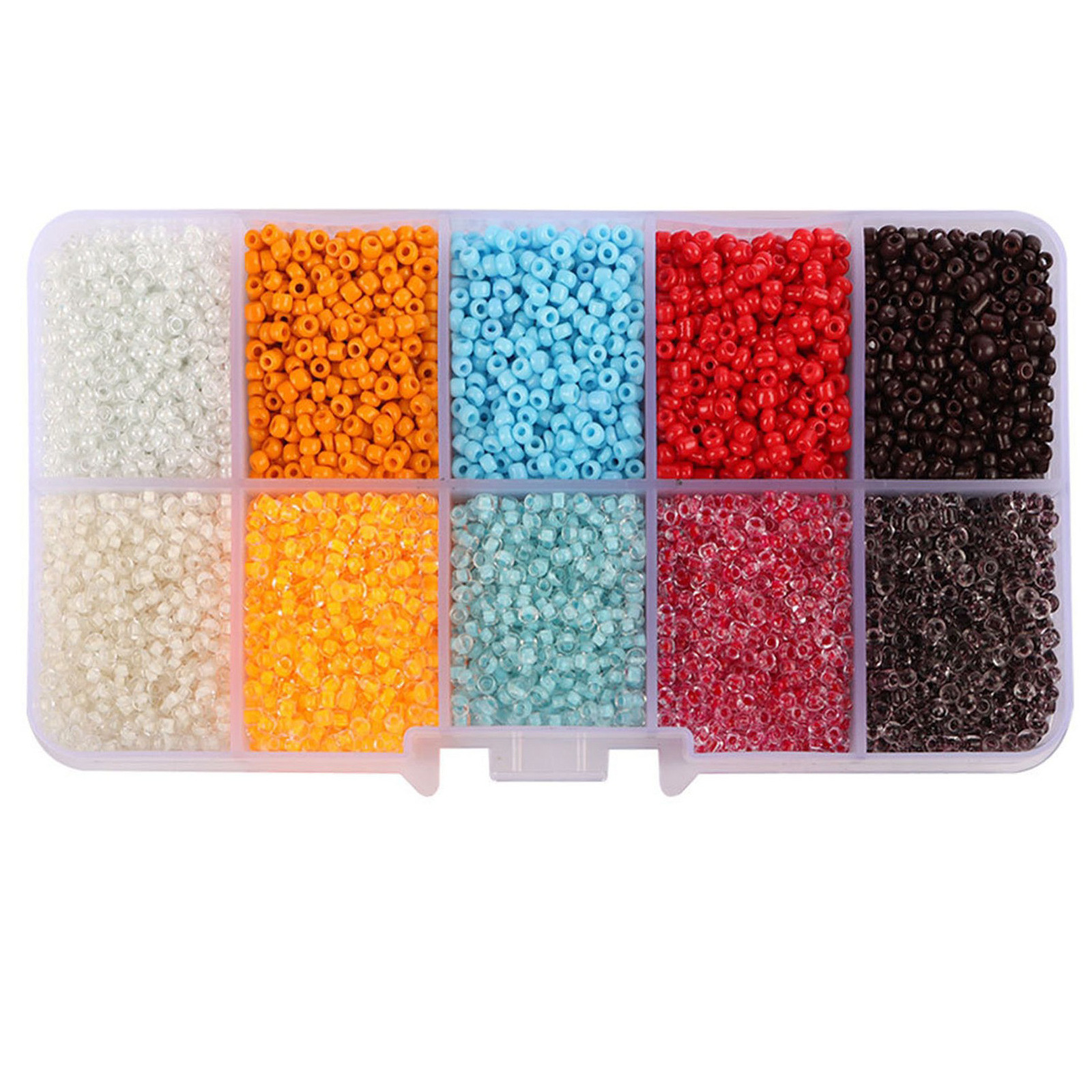 Cuentas de arroz 10 cuadrícula multicolor caja clásica de cuentas sueltas sequinilla pulsera pendientes DIY accesorios joyería al por mayor