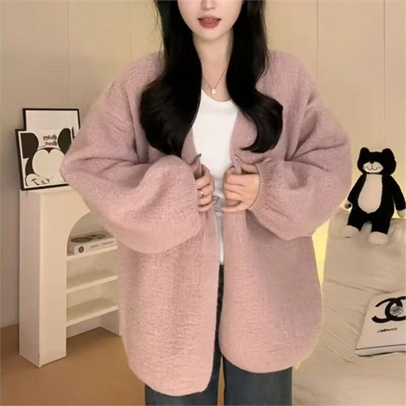 Dropshipping Live-Stream Hot Item 2026 Spring New Puff Sleeve Solid Color Jacket Women's Lazy Style Cardigan Top