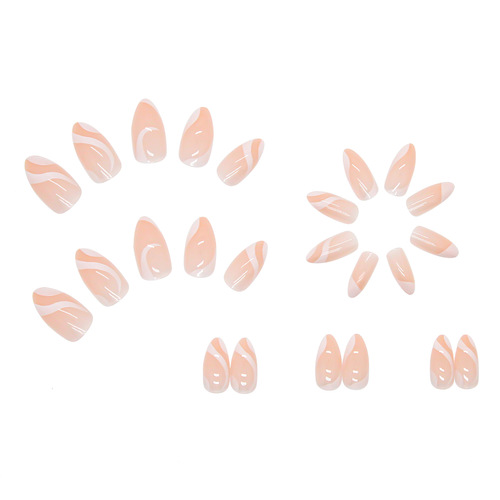 ins line geometric manicure cross-border fake nails nail stickers wearable nails removable foreign trade European and American fake nails