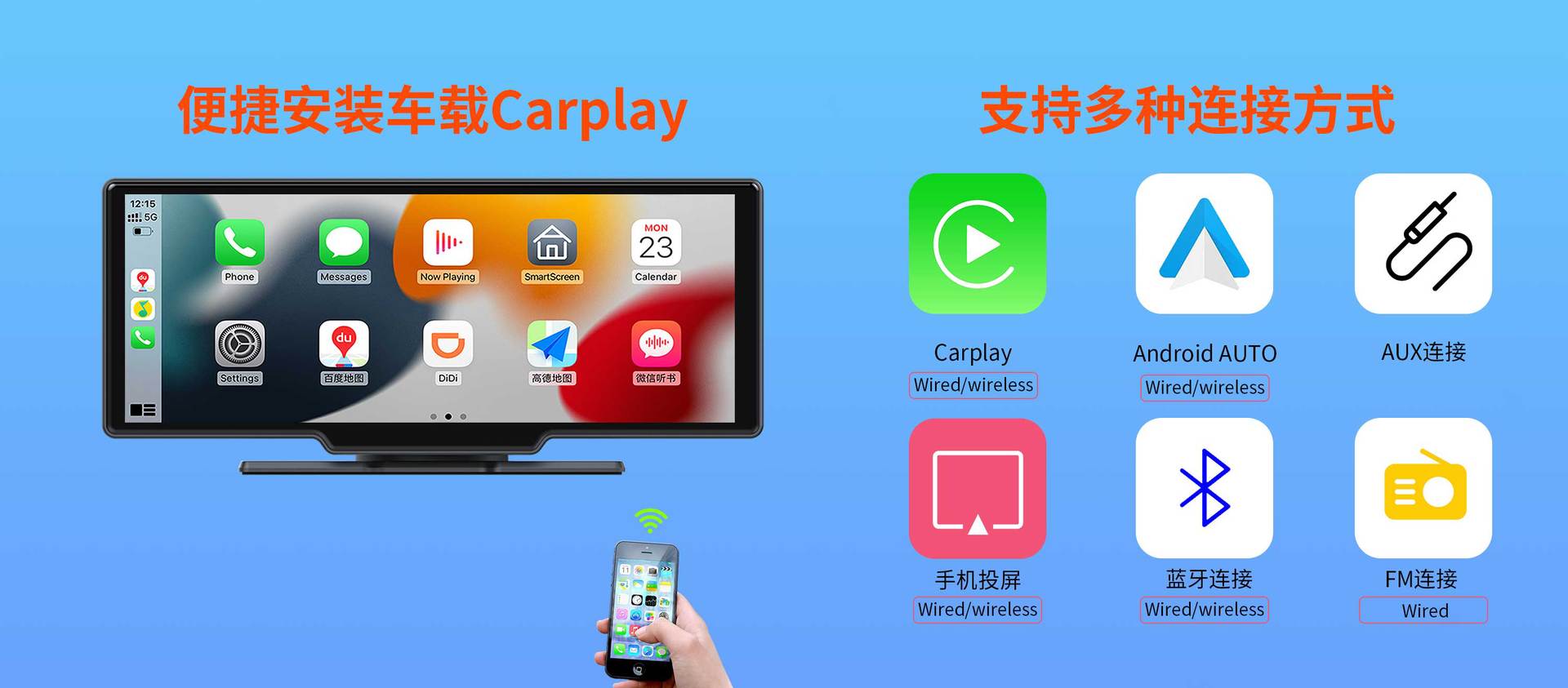 2026 New Product 10.26 Carplay Central Control HD Car Navigation 5G WiFi Car ADS Dashcam