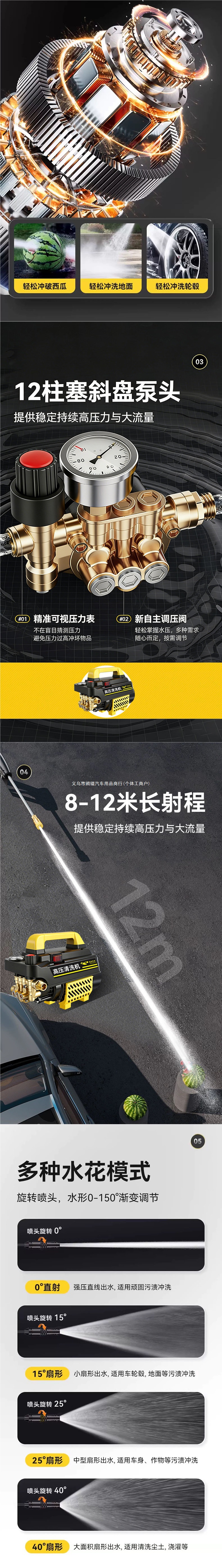 German car washer high-pressure water gun for home use 220V car wash and floor cleaning water pump high-power cleaning machine