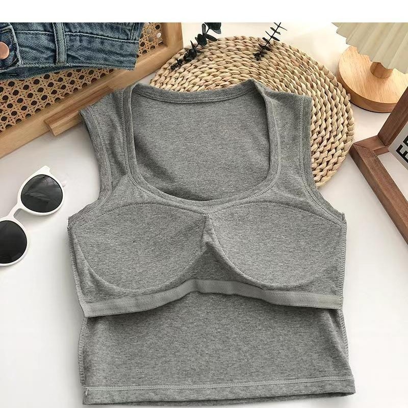 Otoño y invierno cuello cuadrado clavícula sin manguito cojín de pecho chaleco de hombro femenino coreano blanco amplio abrigo de fondo de pecho