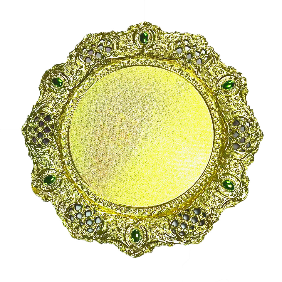 Fábrica de comercio exterior transfronterizo placas de cargador huecas gemas almohadillas de encaje restaurante hotel fiesta de boda