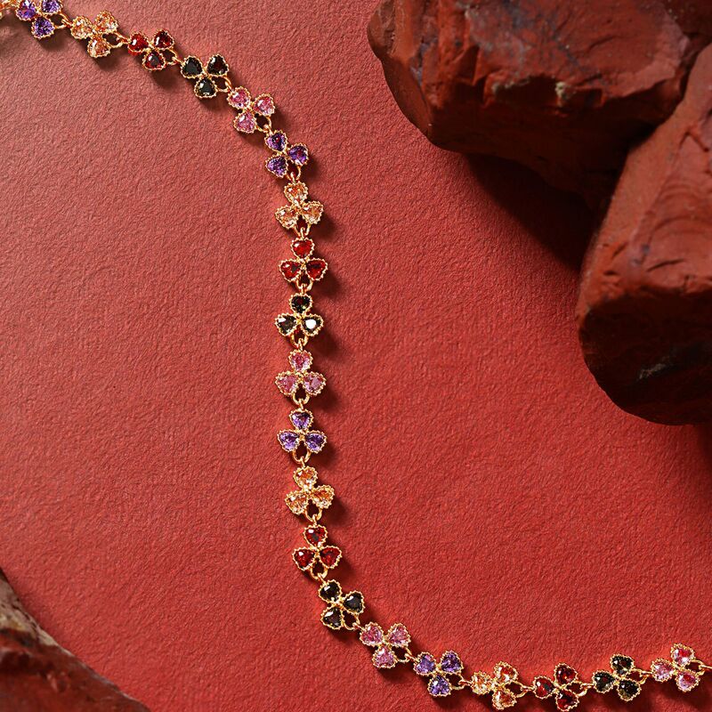 A Certain Style of Retro Colorful Gemstone Clover Heart Zircon Bracelet for Women, Light Luxury Niche High-End Versatile Wrist Accessory A Certain Style of Retro Colorful Gemstone Clover Heart Zircon Bracelet for Women, Light Luxury Niche High-End Versatile Wrist Accessory