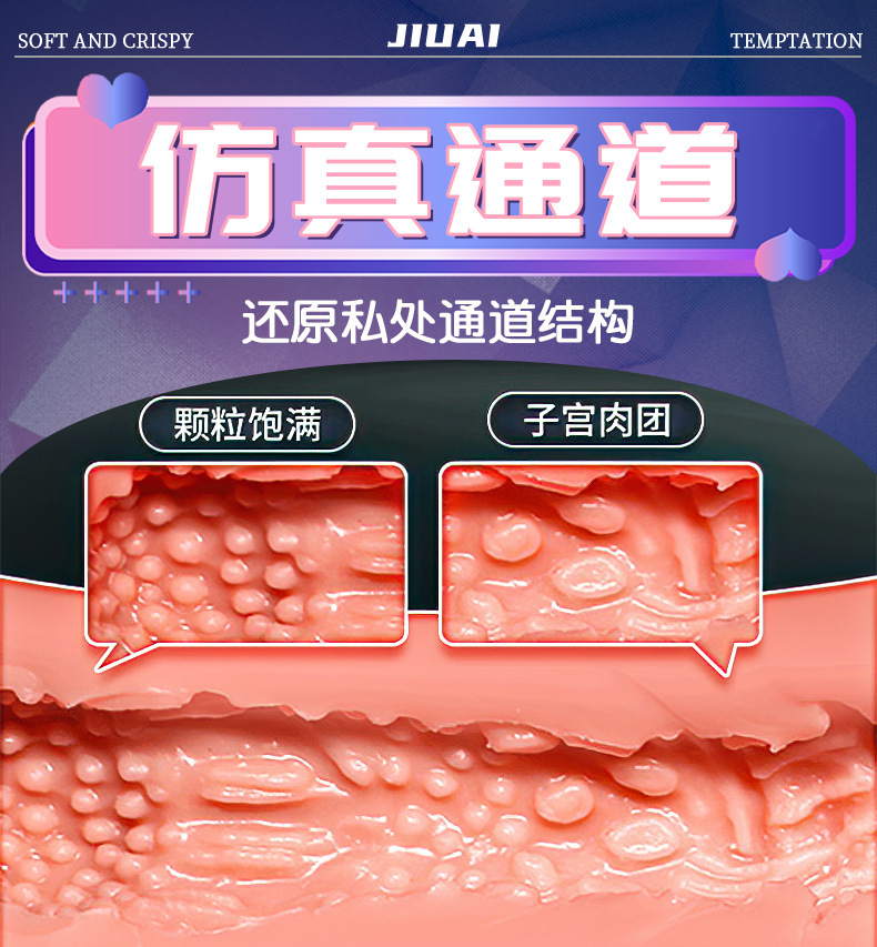 Jiuai Manual Male Masturbator Cup TPE Dual-Channel Realistic Texture Flesh — detail image 12