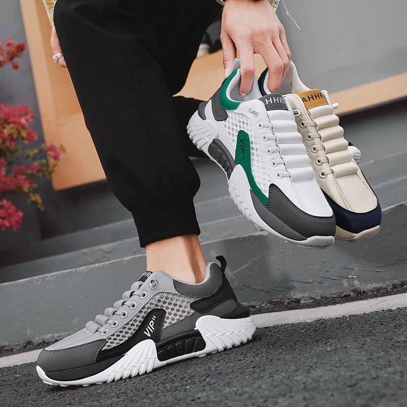 Zapatos de hombre, zapatos de malla deportiva Forrest Gump de todo fósforo de verano, zapatos de moda de suela gruesa transpirables para estudiantes jóvenes, estilo de hombre 2025 nuevo