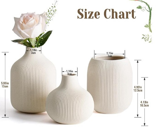 Cerámica nórdica blanca cepillado jarrón de tres piezas conjunto de decoración para el hogar sala de estar escritorio floral jarrón de arte transfronterizo