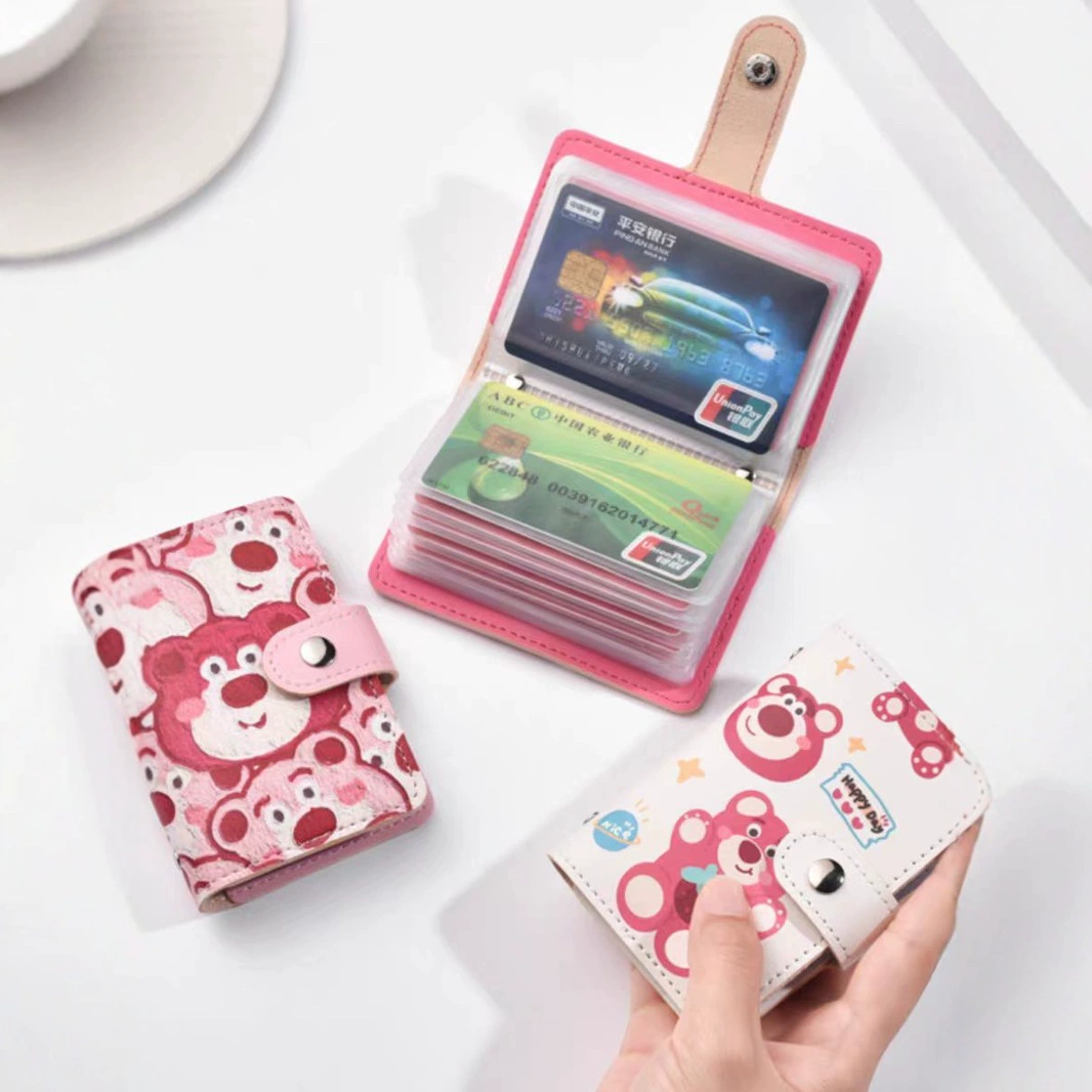 Cute strawberry, cartoon card holder, capacious ultra thin small anti-magnetic shoulder bag