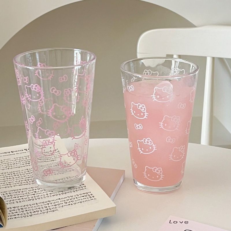 hellokitty高颜值玻璃杯家用喝水杯大容量办公室果汁杯一件代发|undefined