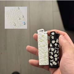 草蜢爆款春日雏菊DIY打火机贴纸清新浮雕立体diy送男友礼物背胶贴