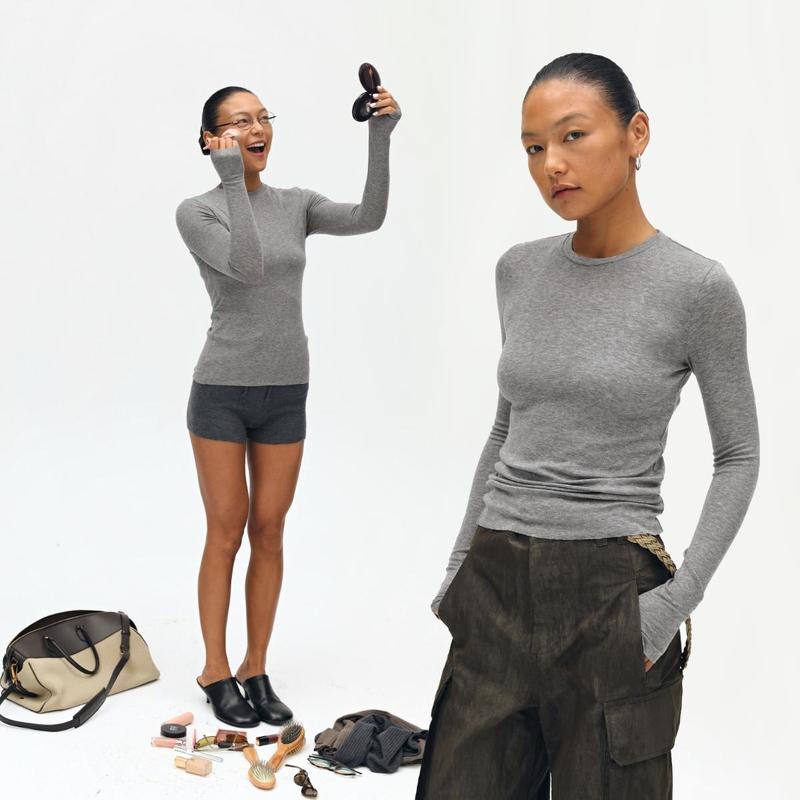 Oneup Merino Wool Base Layer Women's Autumn and Winter White Long-Sleeved T-Shirt Gray Slim Yoga Top