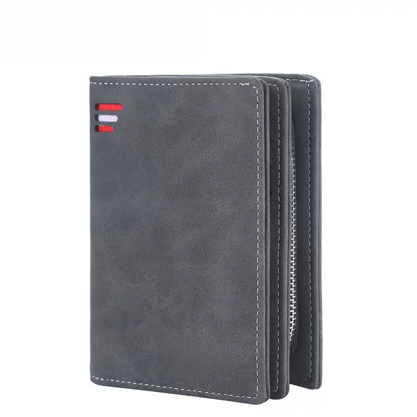 Baellerry New Men's Wallet Frosted Zipper Multi-Card Slot Vertical Anti-Theft Brush High-End Small Coin Purse