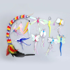 Cat toy feather wand with headgear, sparkling feathers, self-entertaining cat toy, pet supplies factory wholesale