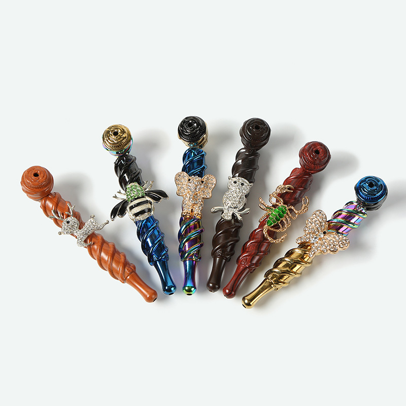 金属烟斗定制旱烟杆创意动物装饰烟斗小烟嘴烟锅带助燃盖便携烟具