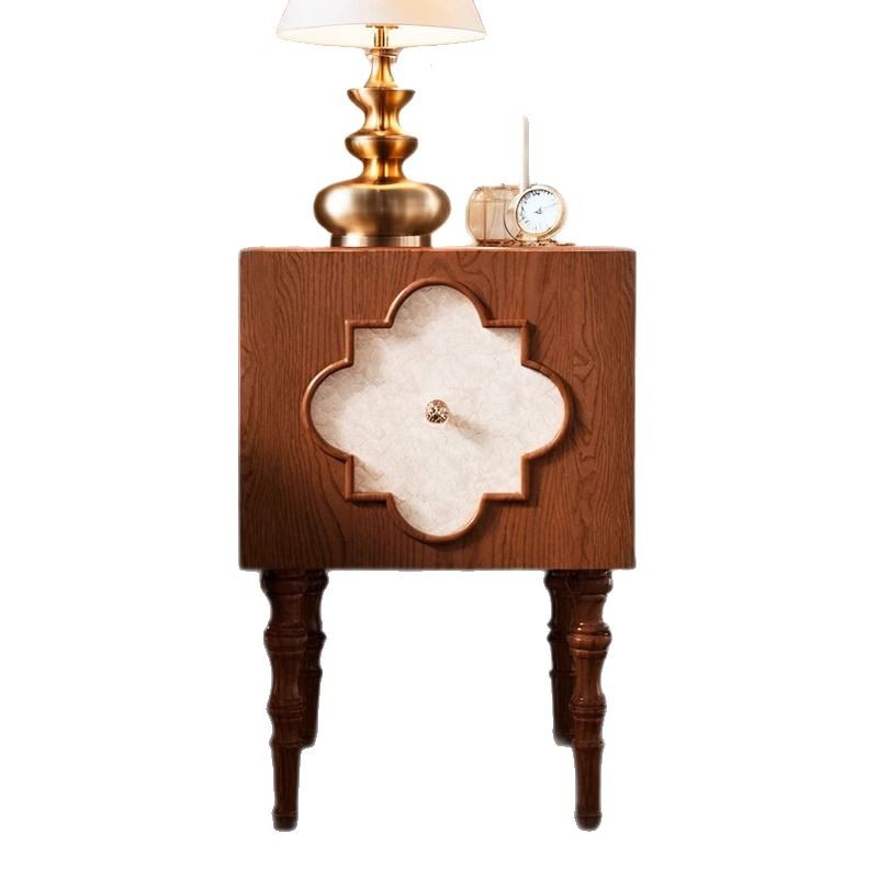 Mesita de noche retro francesa Da Sima 2024 Nuevo dormitorio Mesita de noche estrecha con borde de cama Mesita de noche pequeña de madera maciza móvil