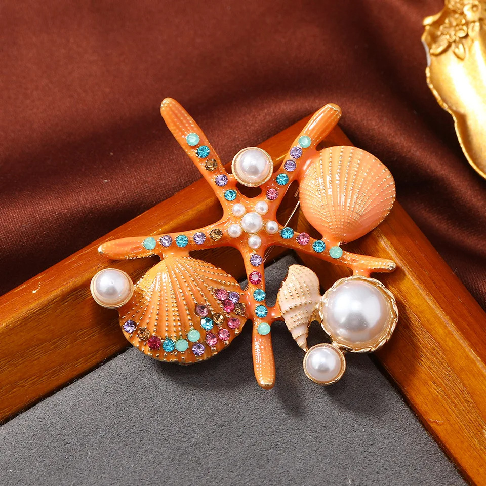 Classic enamel brooch mid-ancient vintage corsage starfish cross court pin heavy industry badge accessories one-piece delivery