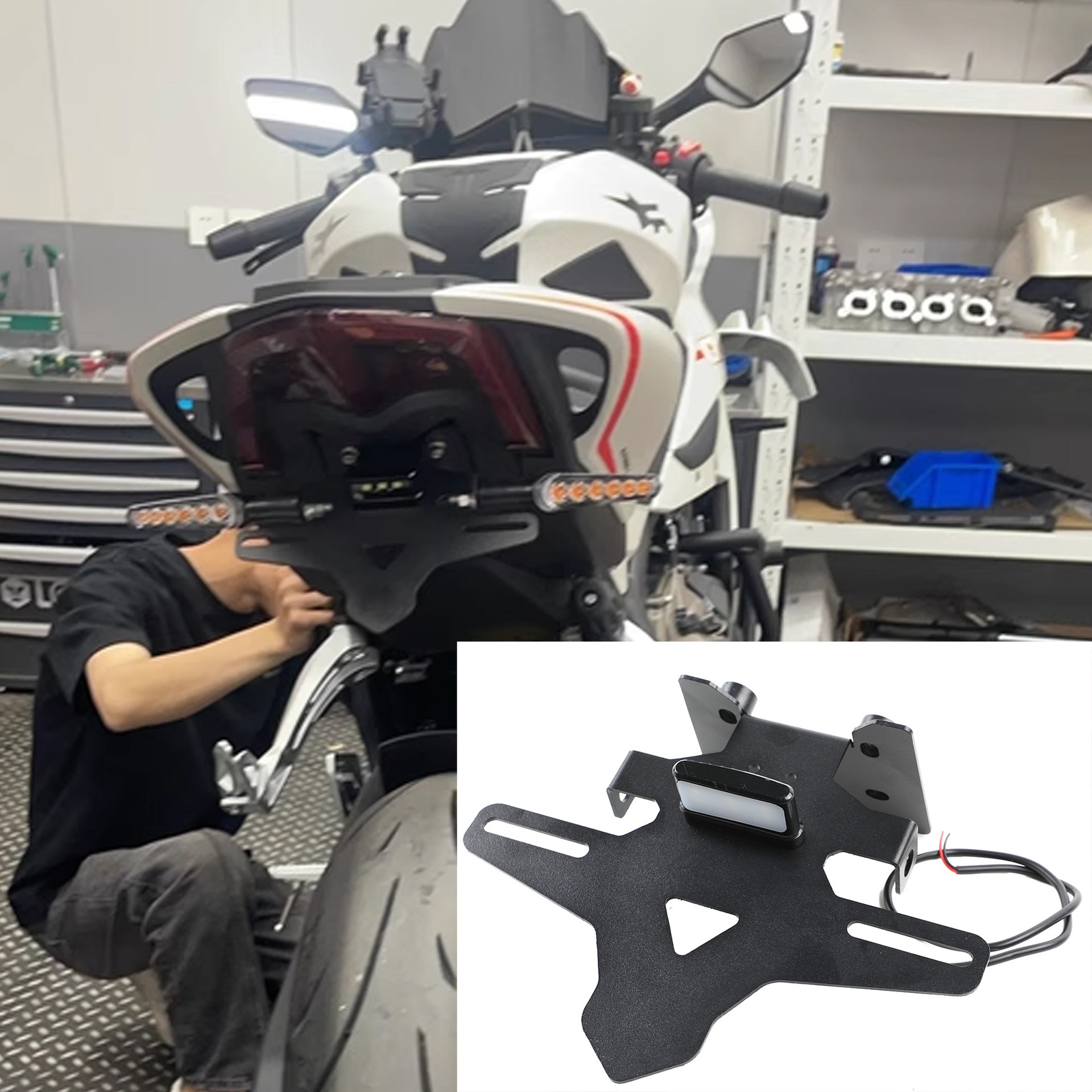 Suitable for Qianjiang Sai 600Rs and Sai 800 Modified Rear License Plate Holder, License Plate Frame, Short Tail Bracket