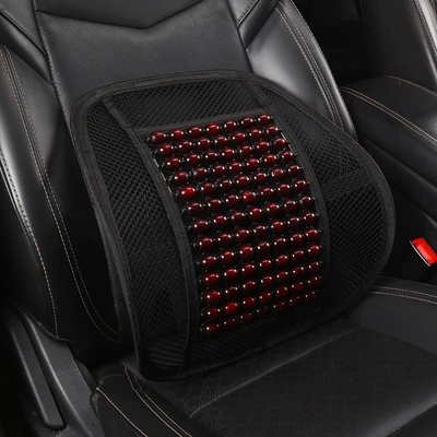 Cool pad with Wooden Beads and Mesh Massage - individual-lumbar-support-red