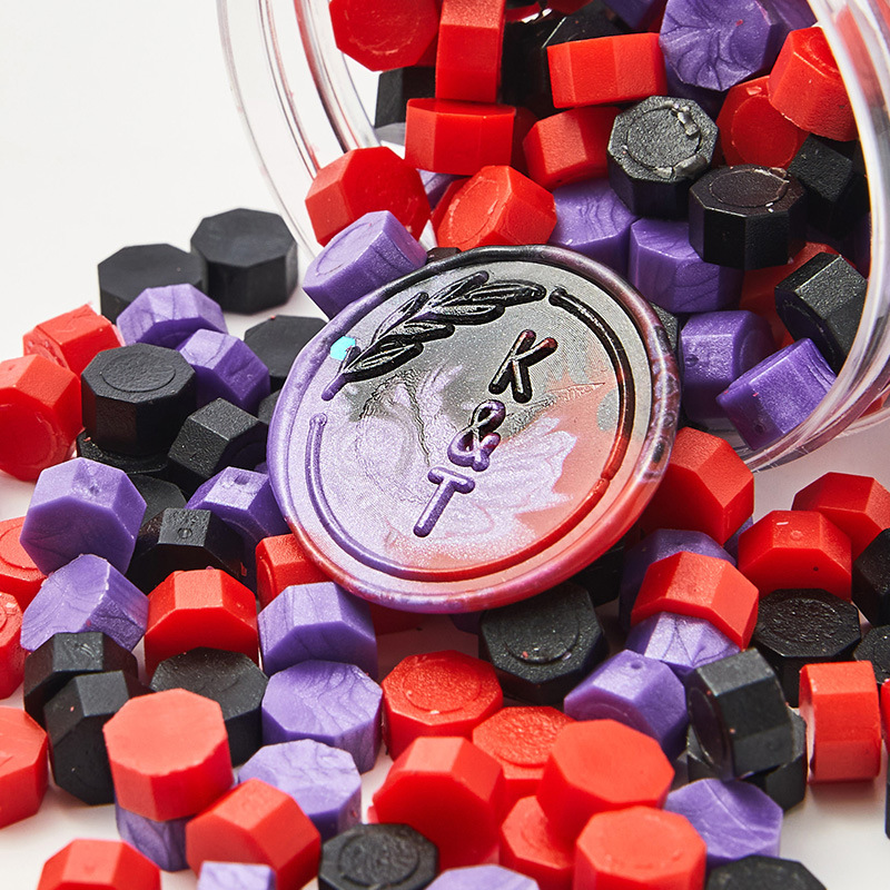 Cera de pintura al fuego, juego completo de sellos de pintura al fuego, octogonal, transparente, colorido, bolsa de colores mezclados, cera, venta al por mayor barata