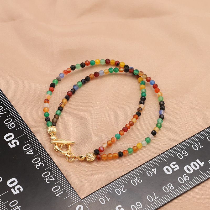 Hecha a mano dopamina piedra natural color pulsera de cuentas brazalete botón brazalete moda joyas retro al por mayor