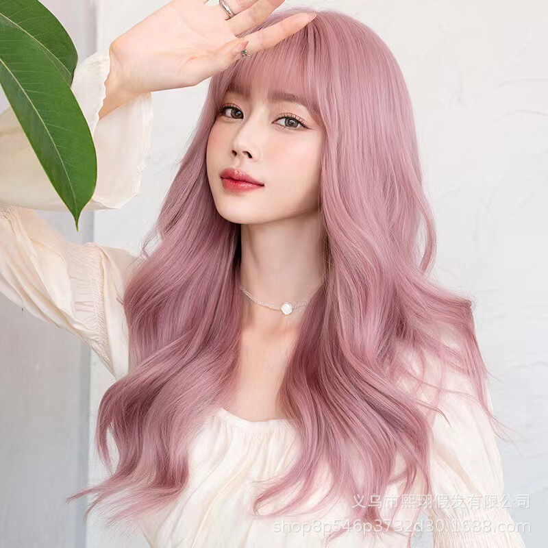 Cross-border foreign trade new wig women's long curly hair cute big wave full head cover simulation wig head cover wholesale new goods