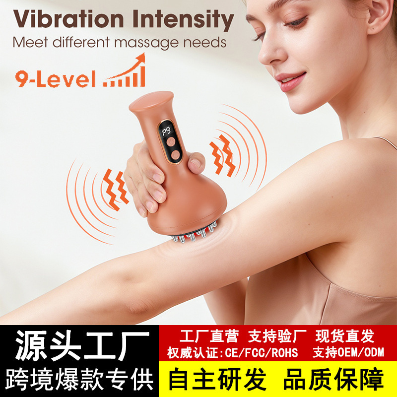 Cross-Border Electric Meridian Brush for Whole Body Meridian Dredging Physiotherapy Instrument 9-Speed Multi-Frequency Intelligent Heating Massage Scraping Instrument