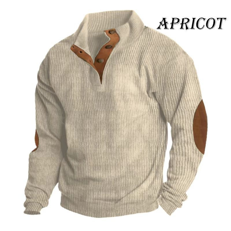 Europe and the United States cross-border men's independent station Amazon sweater corduroy pullover Henry shirt men's casual long sleeve T-shirt